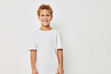 Cute little boy childrens style fashion emotions Lifestyle unalteredの写真素材