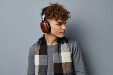handsome guy fashion posing headphones Lifestyle unalteredの写真素材