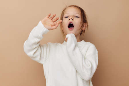 pretty young girl joy posing emotions fashion childhood unaltered
