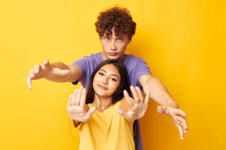 teenagers Friendship posing fun studio Lifestyle unalteredの写真素材