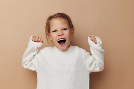 little girl childrens style emotions fun childhood unalteredの写真素材