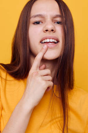 young woman posing fashion Youth style casual wear isolated background