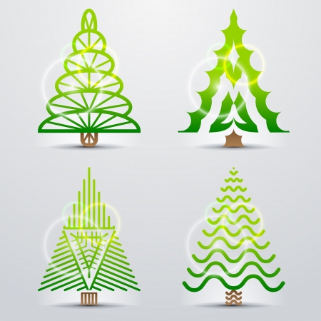Stylized symbols of christmas tree  Set of original vector christmas trees  Qualitative vector  EPS-10  design elements for new year s day, christmas, winter holiday, new year s eve, silvester, etcのイラスト素材