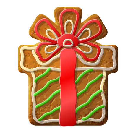 Gingerbread christmas gift decorated colored icing  のイラスト素材