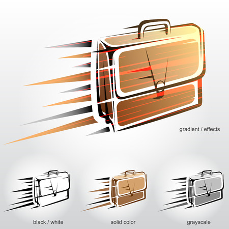 Business briefcase in motion  Design element for logos, icons, symbols and other visual identity of company  Qualitative vector  EPS-10  illustration about delivery, courier service, business operations, luggage transportation, logistics, etcのイラスト素材