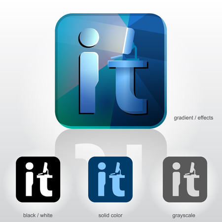 Stylization of abbreviation IT - information technology  のイラスト素材