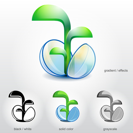 Sprout of plant grow up from stylized spherical seed のイラスト素材