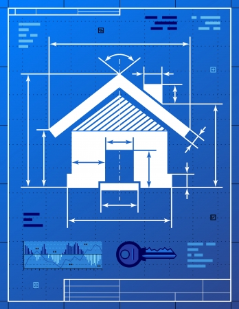 Home symbol like blueprint drawing.のイラスト素材