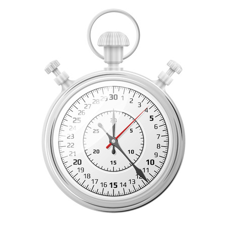 Stopwatch isolated on white background. Mechanical timer for measuring amount of time. Qualitative vector illustration for sport, timing events, game, time control, laboratory experiments, etcのイラスト素材
