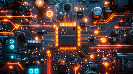 AI Circuit motherboard, Central Computer Processors AI CPUの素材