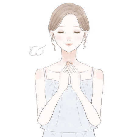 A relieved woman. On white background.のイラスト素材