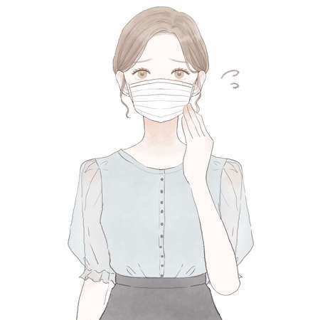 Woman suffering from corona, cold and flu. On white background.のイラスト素材