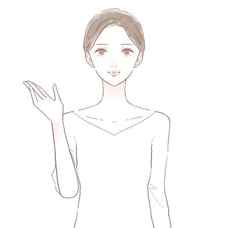 The woman who is guiding. On white background.のイラスト素材