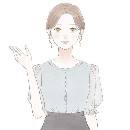 The woman who is guiding. On white background.のイラスト素材