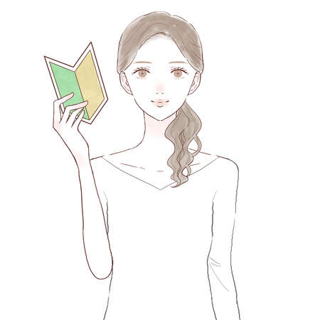 Woman with beginner mark. On white background.のイラスト素材