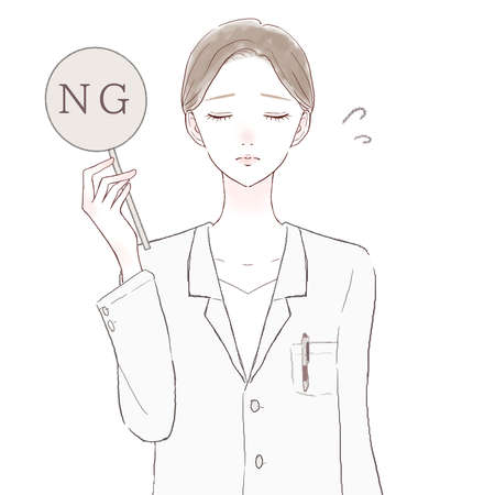 Female doctor with NG sign. On white background.のイラスト素材