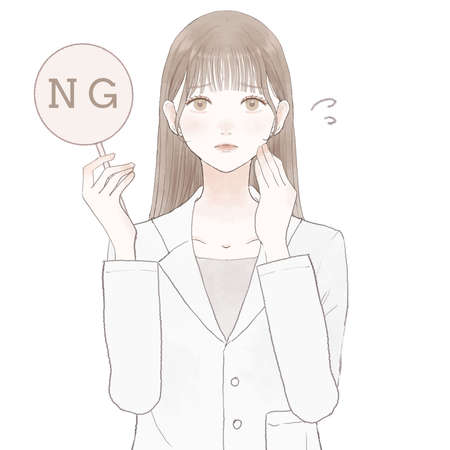 Female doctor with NG sign. On white background.のイラスト素材