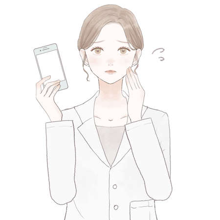 Female doctor with smartphone. On white background.のイラスト素材
