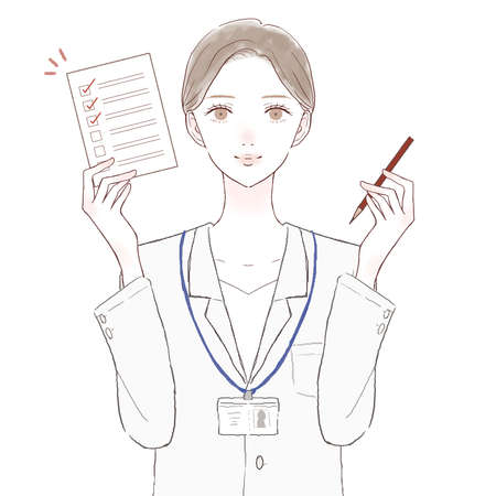 Female doctor with checklist. On white background.のイラスト素材