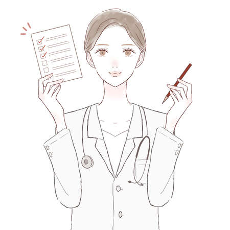 Female doctor with checklist. On white background.のイラスト素材