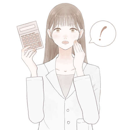 Surprised female doctor with calculator. On white background.のイラスト素材