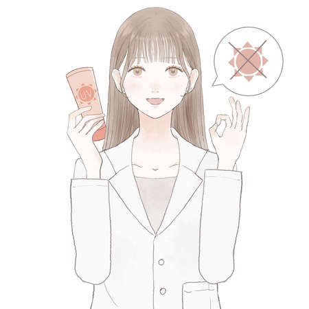 Female doctor with sunscreen. On white background.のイラスト素材