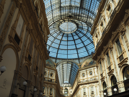 View at the center of Galleria Vittorio Emanuele II in Milan Italyのeditorial素材