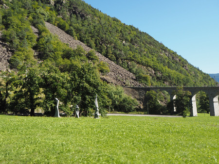 Mountain view from Part of the Rhaetian Railway in Switzerlandの写真素材
