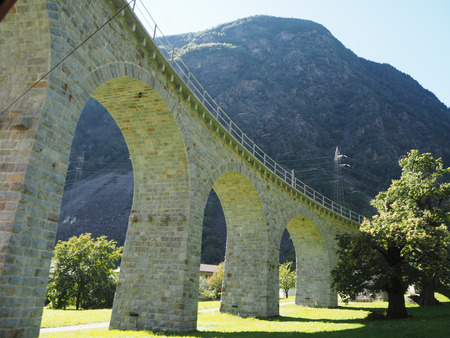 Part of the Rhaetian Railway in Switzerlandの写真素材