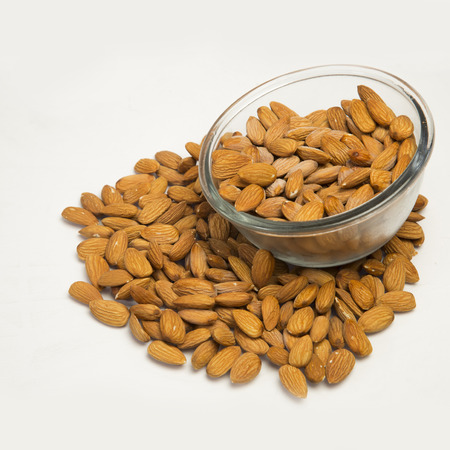 Picture of almonds with glass bowl.の写真素材