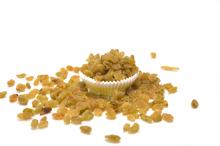 Raisin bowl isolated on white background.の写真素材
