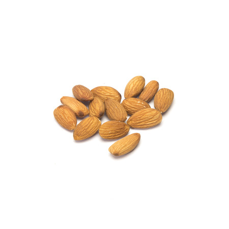 Dried roasted almonds. Isolated on white background.の写真素材