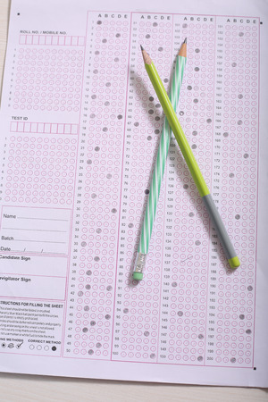 Picture of two  pencil on the OMR sheet.の写真素材