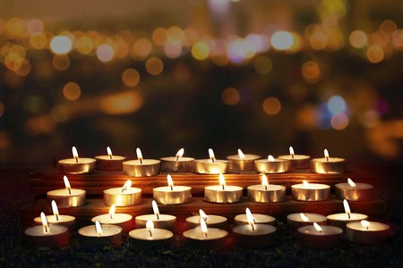 Traditional Diwali lamps lit on the occasion of Diwali festival.の写真素材