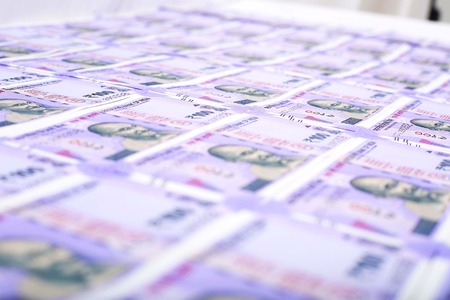 New Indian currency. Isolated on the white background.の写真素材
