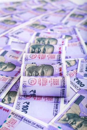 New Indian currency bank notes. Isolated on the white background.