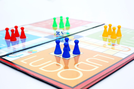 Picture of ludo board family game.