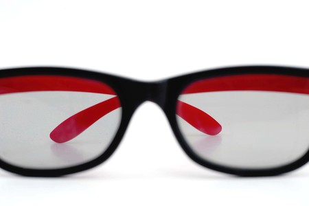 Portrait of black fashionable spectacles. Isolated on the white background.