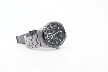 Portrait of men's wrist watch. Isolated on the white background.