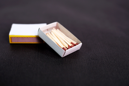 Box of matches. Isolated on the black background.の写真素材