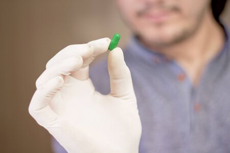 Picture of capsule medicine. Isolated on white background.の写真素材