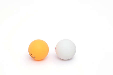 Portrait of White and Yellow Balls. Isolated on white background.の写真素材