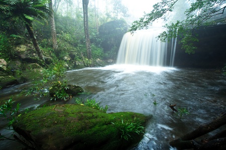 The waterall in forest on rainy season.