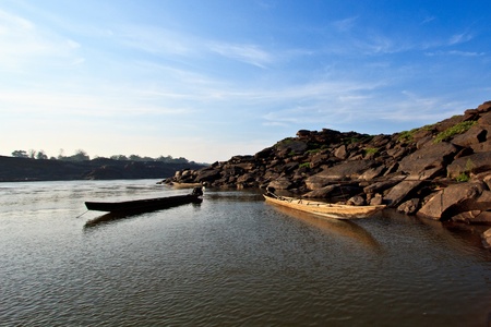 The river on canyon this is port of local boat.の写真素材