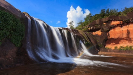 The heven waterfall is height interesting in holiday time.の写真素材