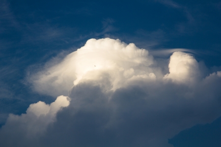 The could on sky is receive light from sunset の写真素材