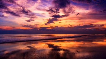 the sea on sunset is hight dinamic contrast の写真素材