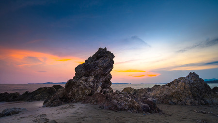 Beautiful sunset on thailand beachの写真素材