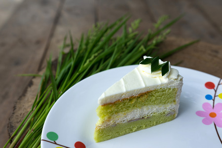green coconut cake is homemake cake, green food of natureの写真素材