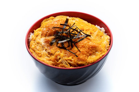 Katsudon on white backgroundの写真素材